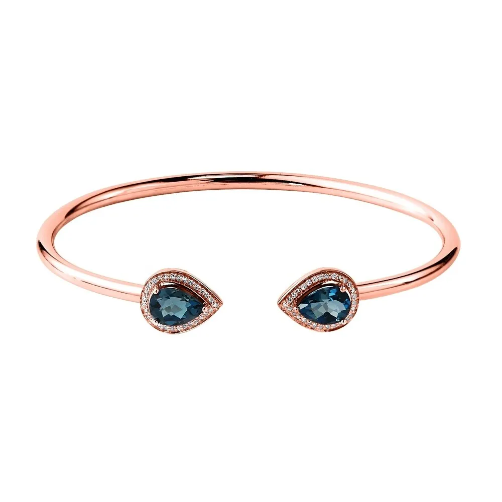 Auriya 2 1/2ct Pear-cut London Blue Topaz Gold over Silver Bangle Bracelet with Diamond Accents sold by Zulily product image thumbnail 3