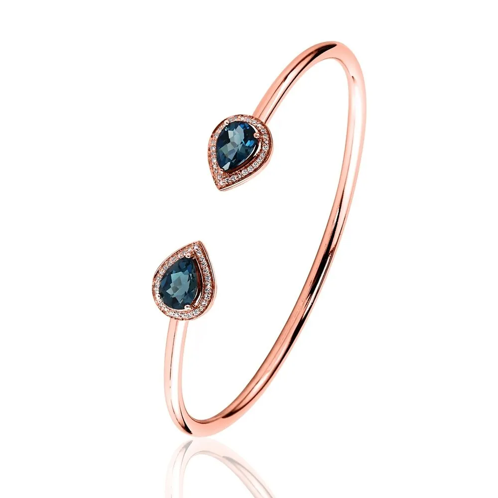 Auriya 2 1/2ct Pear-cut London Blue Topaz Gold over Silver Bangle Bracelet with Diamond Accents sold by Zulily product image thumbnail 5
