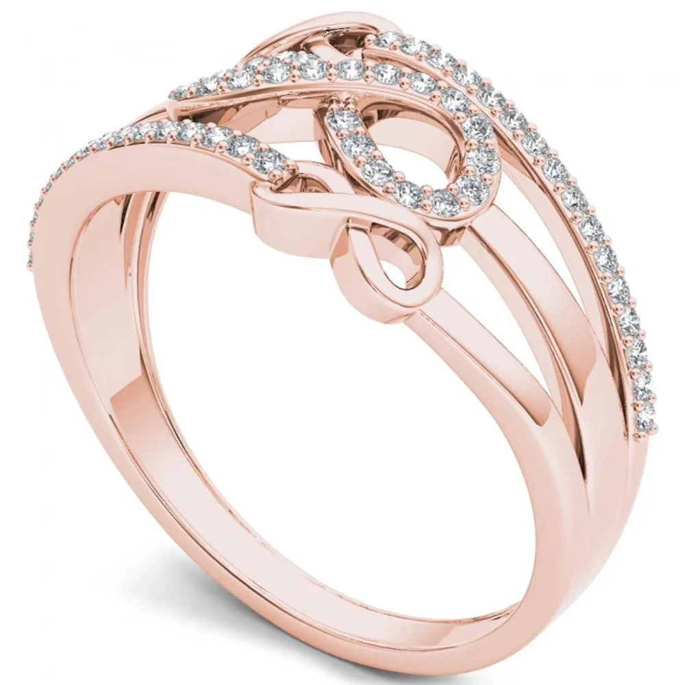 De Couer 10k Rose Gold 1/6ct TDW Diamond Split Shank Fashion Ring - Pink sold by Zulily product image thumbnail 2