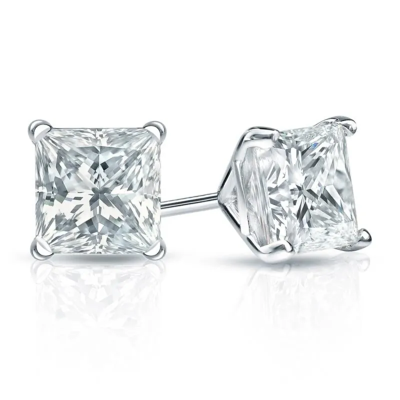 Auriya 18-karat Gold Lab Grown 1.80 carat TDW Princess Diamond Stud Earrings 4-Prong Martini Screw-back sold by Zulily