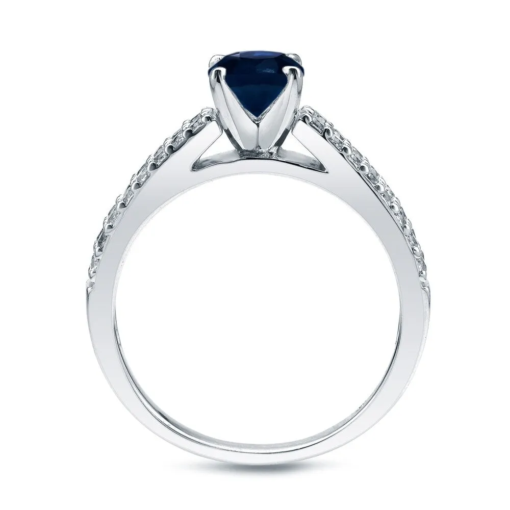 Auriya Platinum 3/4ct Blue Sapphire and 3/4ctw Diamond Engagement Ring Set sold by Zulily product image thumbnail 3