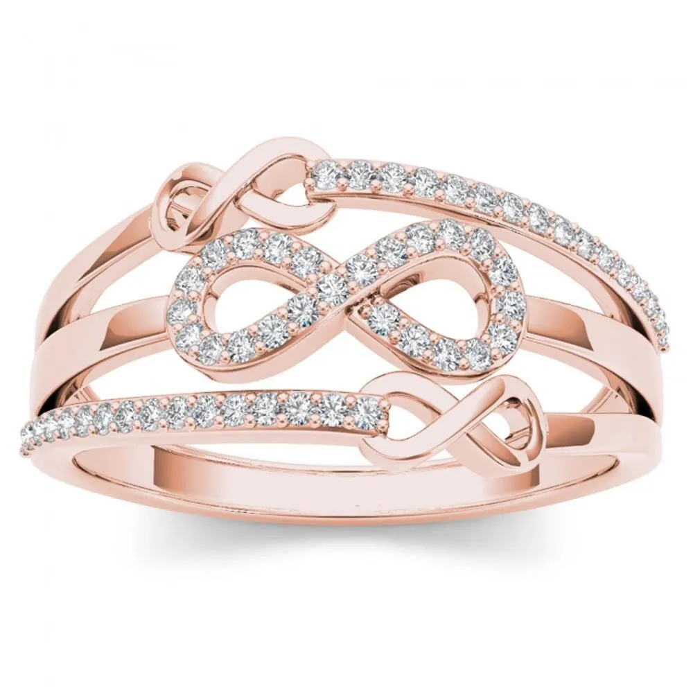 De Couer 10k Rose Gold 1/6ct TDW Diamond Split Shank Fashion Ring - Pink sold by Zulily