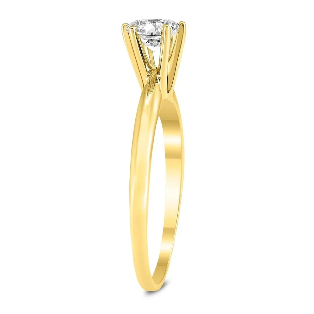 AGS Certified (J-K Color, SI1-SI2 Clarity) 1/2 Carat Round Diamond Solitaire Ring in 14K Yellow Gold sold by Zulily product image thumbnail 2