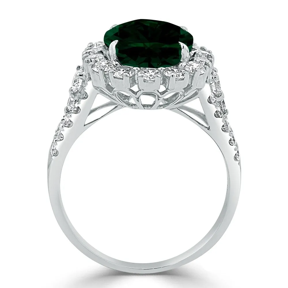 Auriya 2 9/10ct Oval-cut Emerald and Halo Diamond Ring 7/8ctw 18K Gold sold by Zulily product image thumbnail 4