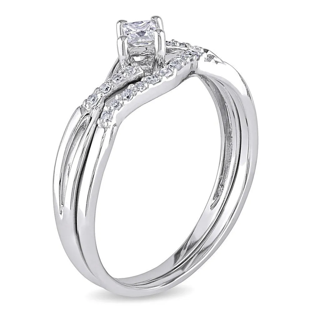 Miadora 10k White Gold 1/5ct TDW Diamond Bridal Set sold by Zulily product image thumbnail 3