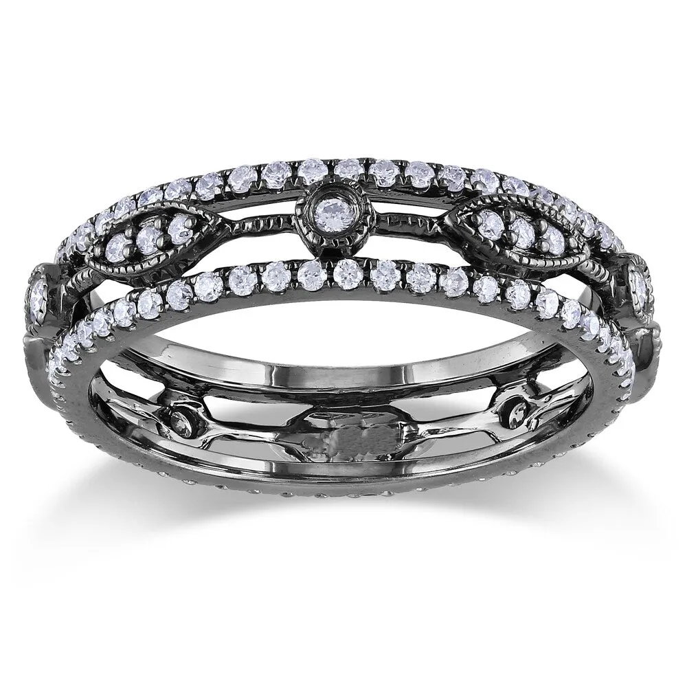 Miadora Signature Collection 14k Black Plated Gold 3/4ct TDW Diamond Ring sold by Zulily