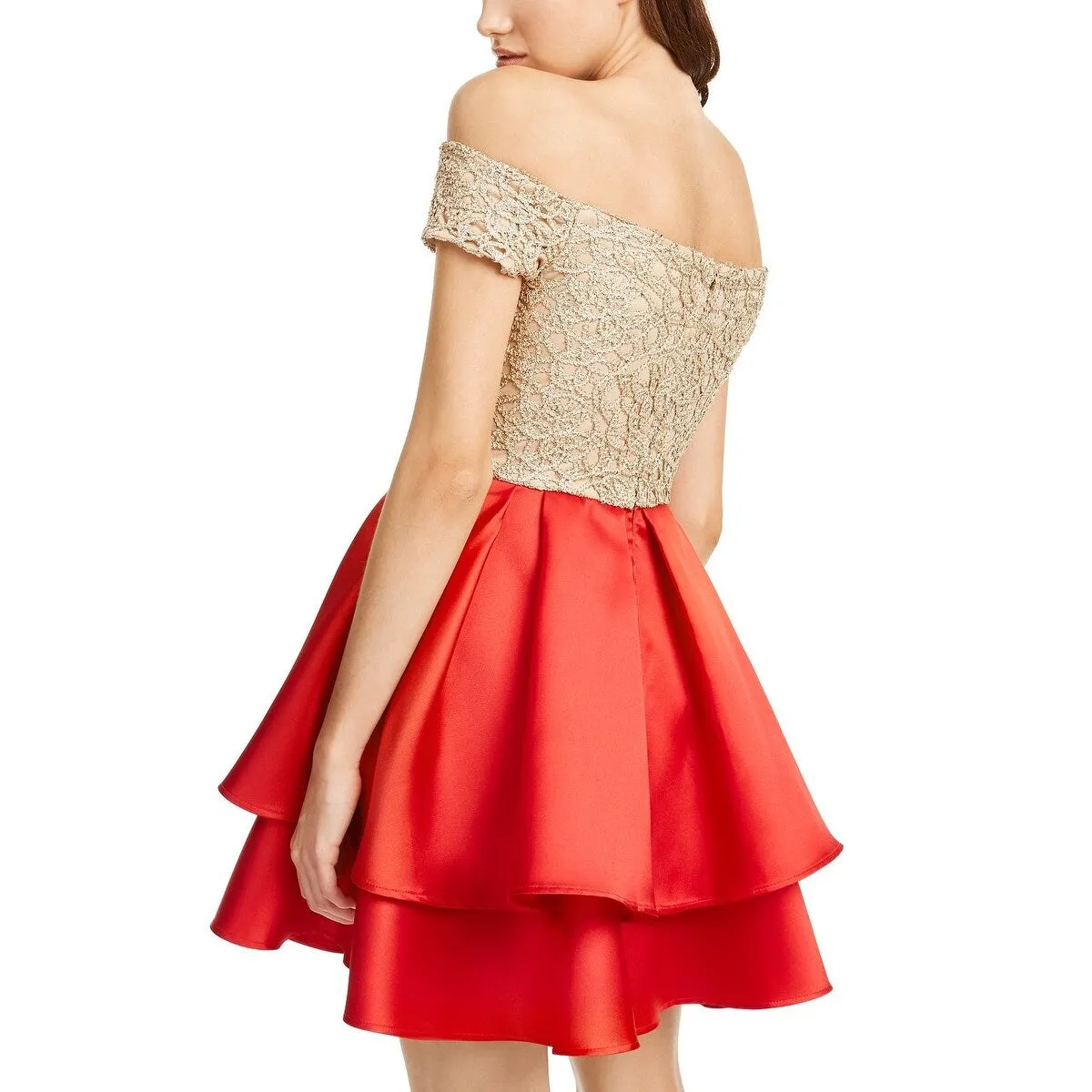 B Darlin Women's Cap Sleeve Short Ruffled Cocktail Dress Red sold by Zulily product image thumbnail 2