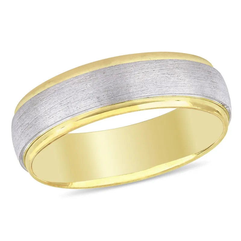 Miadora Ladies Brushed Comfort Fit Wedding Band in 2-Tone 10k Yellow and White Gold (6mm) sold by Zulily
