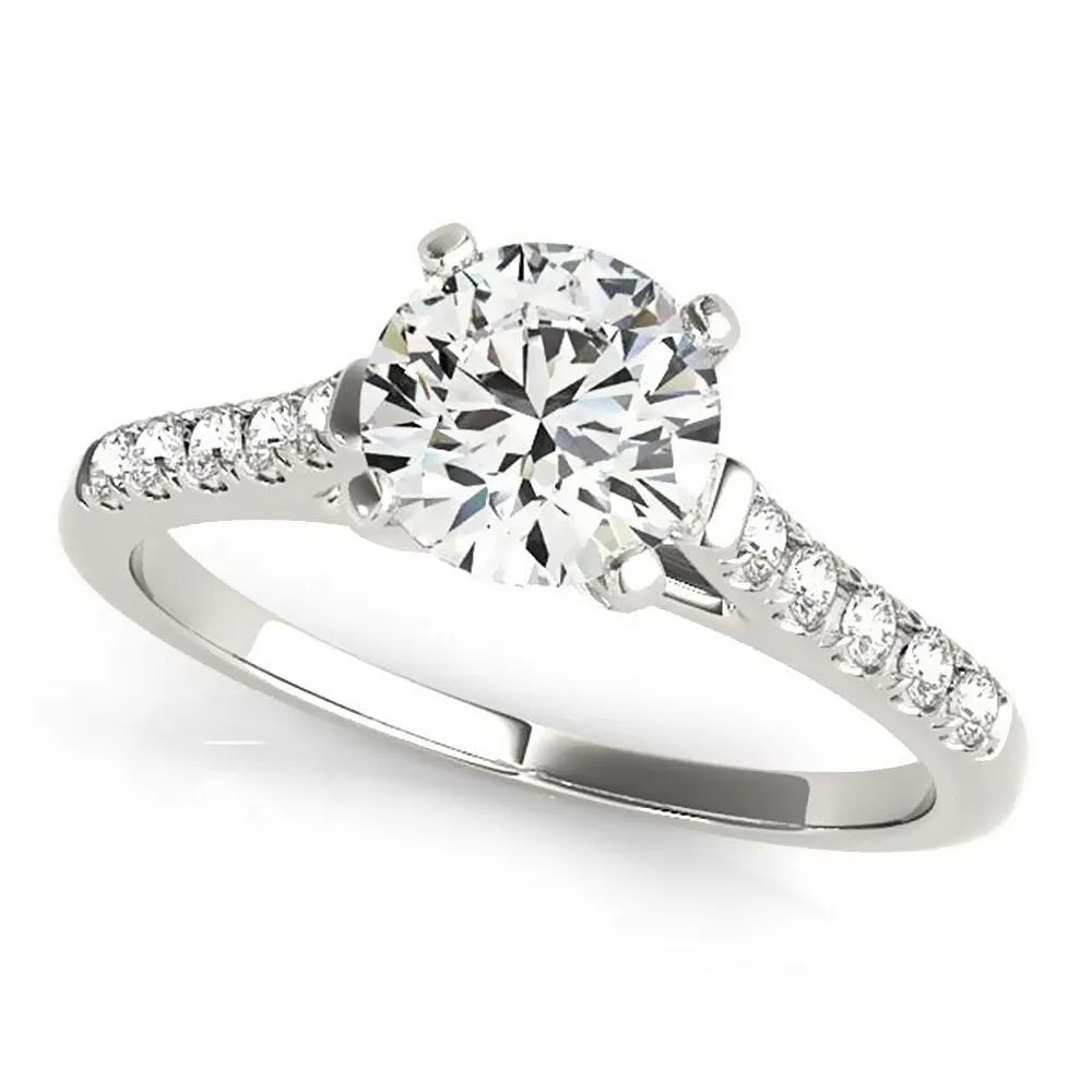 Auriya 1 1/2ct Round Moissanite and 1/6ctw Diamond Engagement Ring 14K Gold sold by Zulily