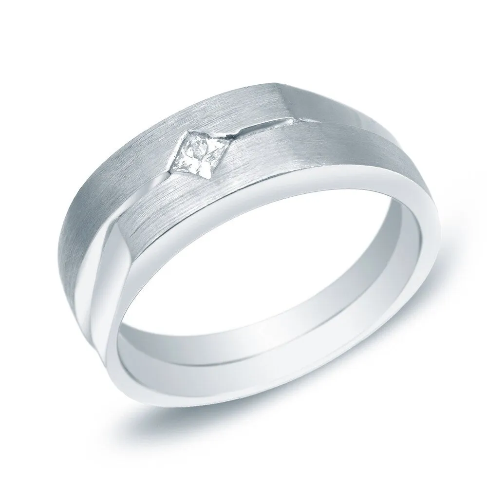 Men's 14k Gold 1/5ct TDW Princess Diamond Solitaire Wedding Band by Auriya sold by Zulily product image thumbnail 3