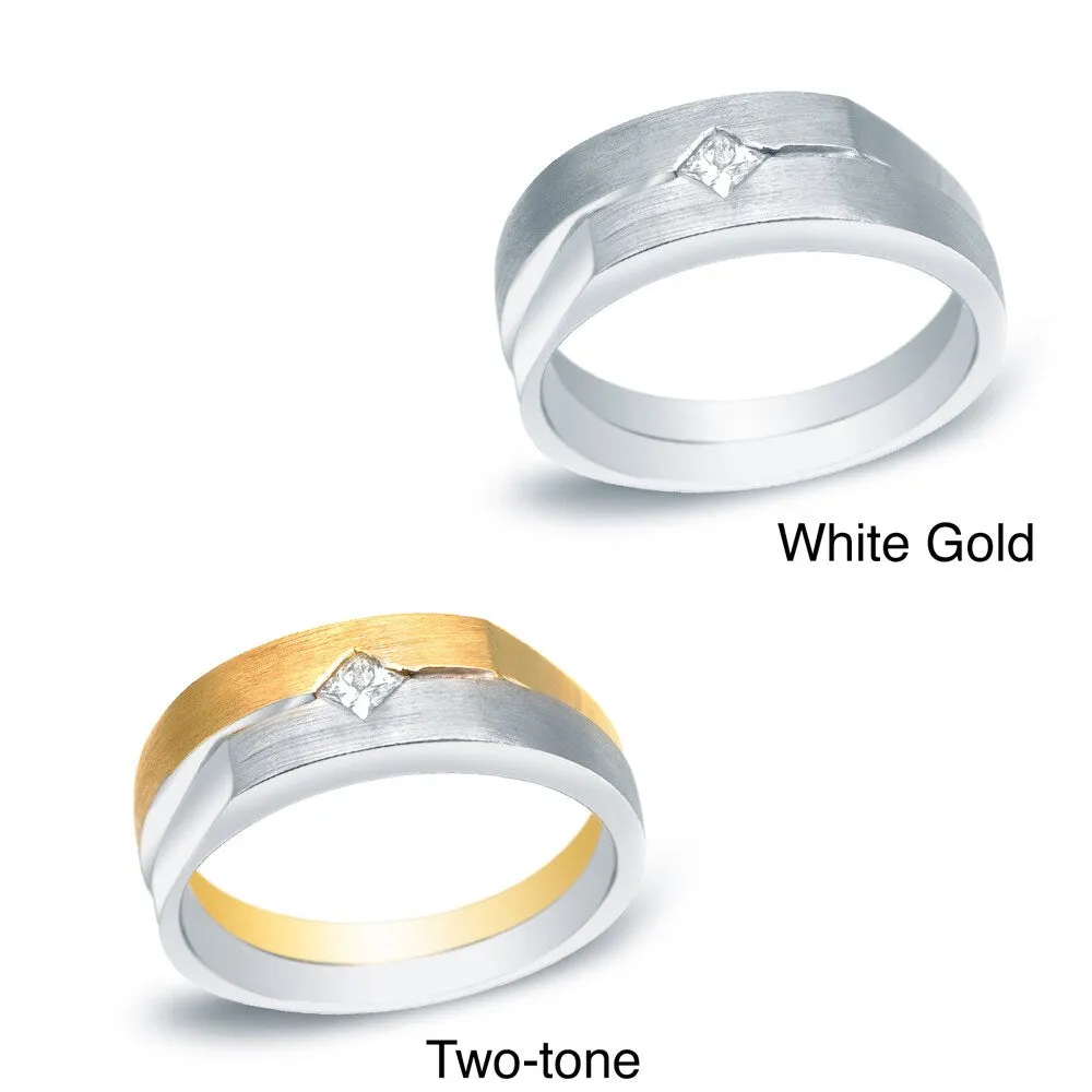 Men's 14k Gold 1/5ct TDW Princess Diamond Solitaire Wedding Band by Auriya sold by Zulily
