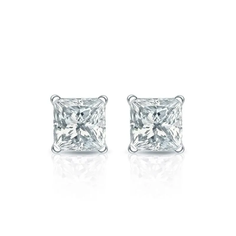 Auriya 14-karat Gold Lab Grown 0.40 carat TDW Princess Diamond Stud Earrings 4-Prong Martini Push-back sold by Zulily product image thumbnail 2