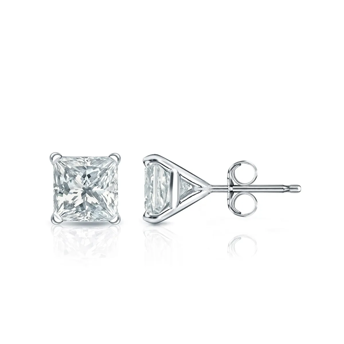 Auriya Plat Gold Lab Grown 1.00 carat TDW Princess Diamond Stud Earrings 4-Prong Martini Push-back sold by Zulily product image thumbnail 5