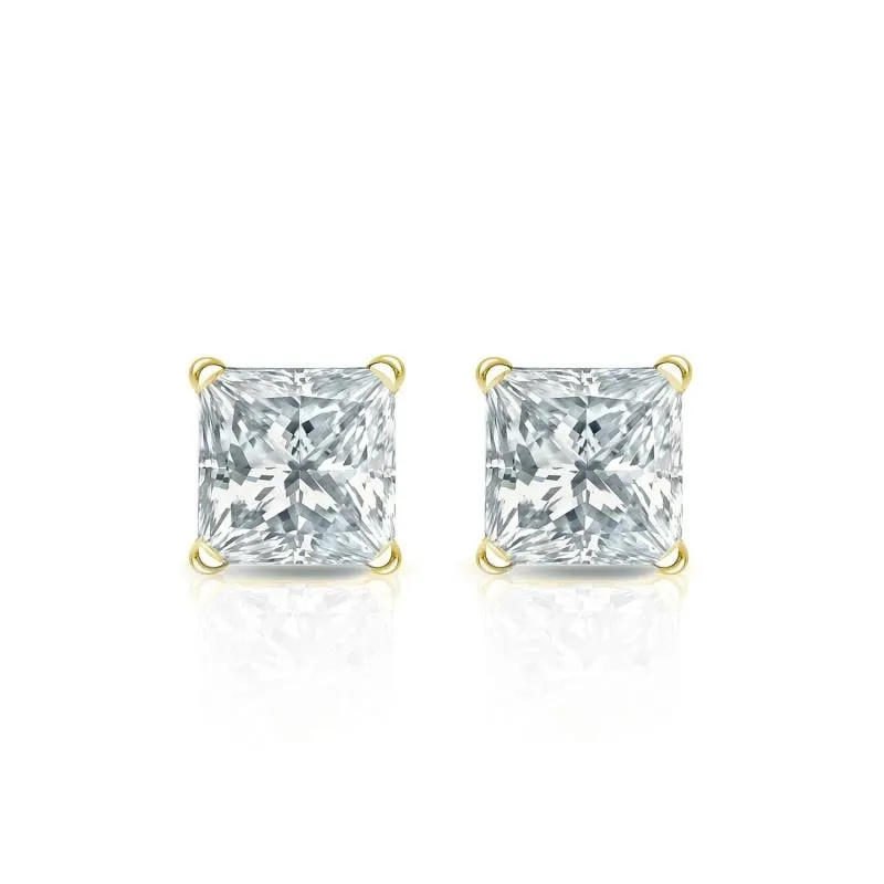 Auriya 14-karat Gold Lab Grown 0.40 carat TDW Princess Diamond Stud Earrings 4-Prong Martini Push-back sold by Zulily product image thumbnail 4