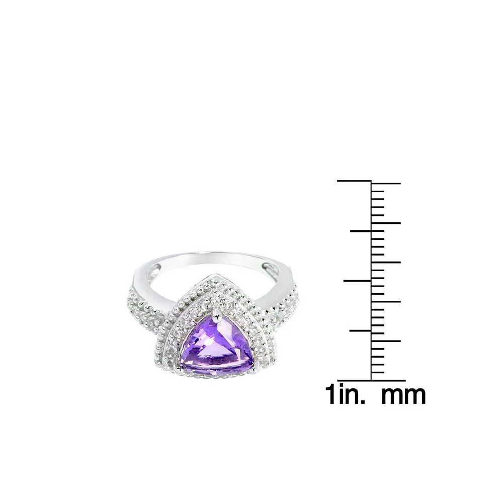 Sterling Silver Trillion-cut Amethyst White Topaz Halo Ring sold by Zulily product image thumbnail 5