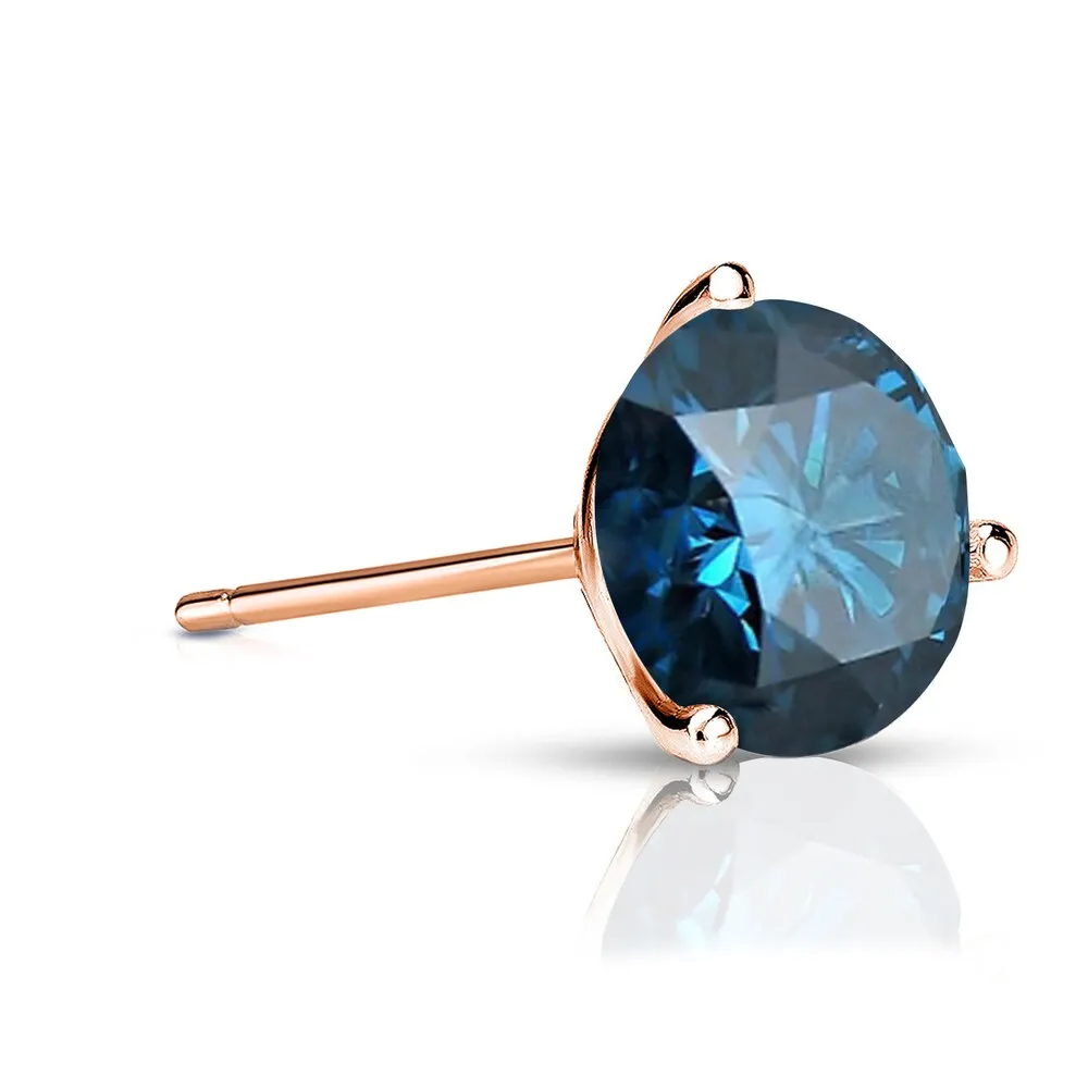 Auriya 14k Gold 1ct TDW Round SINGLE (1) Blue Diamond Stud Earring sold by Zulily product image thumbnail 3