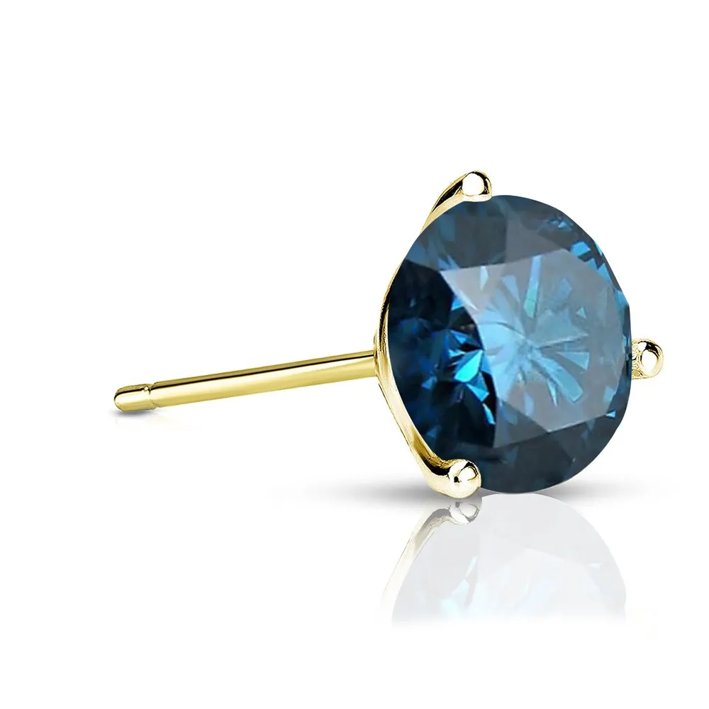 Auriya 14k Gold 1ct TDW Round SINGLE (1) Blue Diamond Stud Earring sold by Zulily product image thumbnail 2