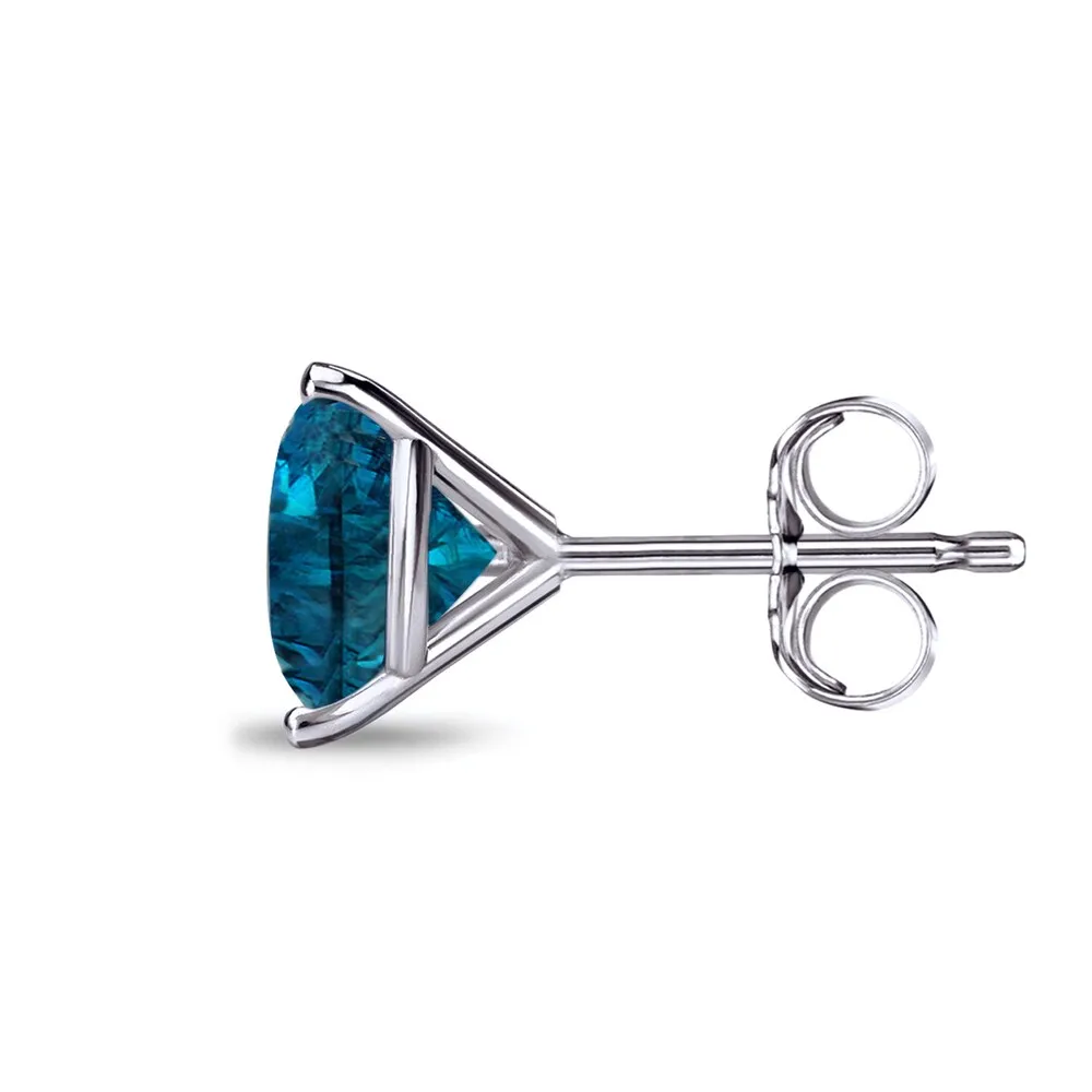 Auriya 14k Gold 1ct TDW Round SINGLE (1) Blue Diamond Stud Earring sold by Zulily product image thumbnail 5