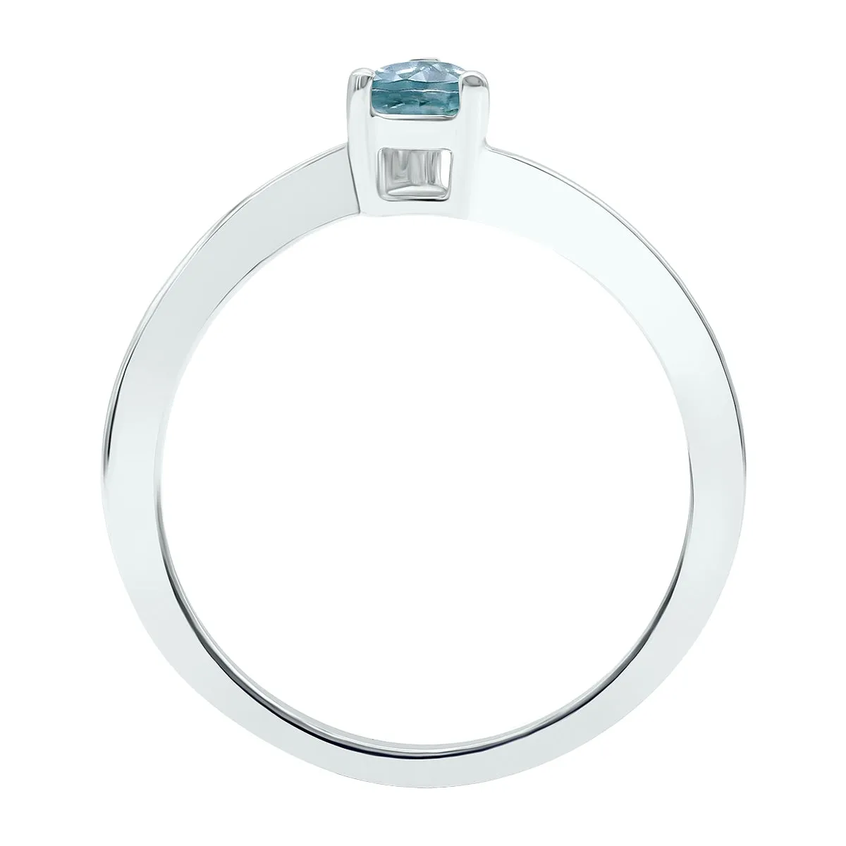 Women's Solitaire Aquamarine Wave Ring in 10K White Gold sold by Zulily product image thumbnail 2