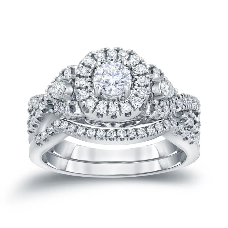 14k Gold 3/4ct TDW Infinity Braided Round Diamond Halo Engagement Ring Set by Auriya sold by Zulily