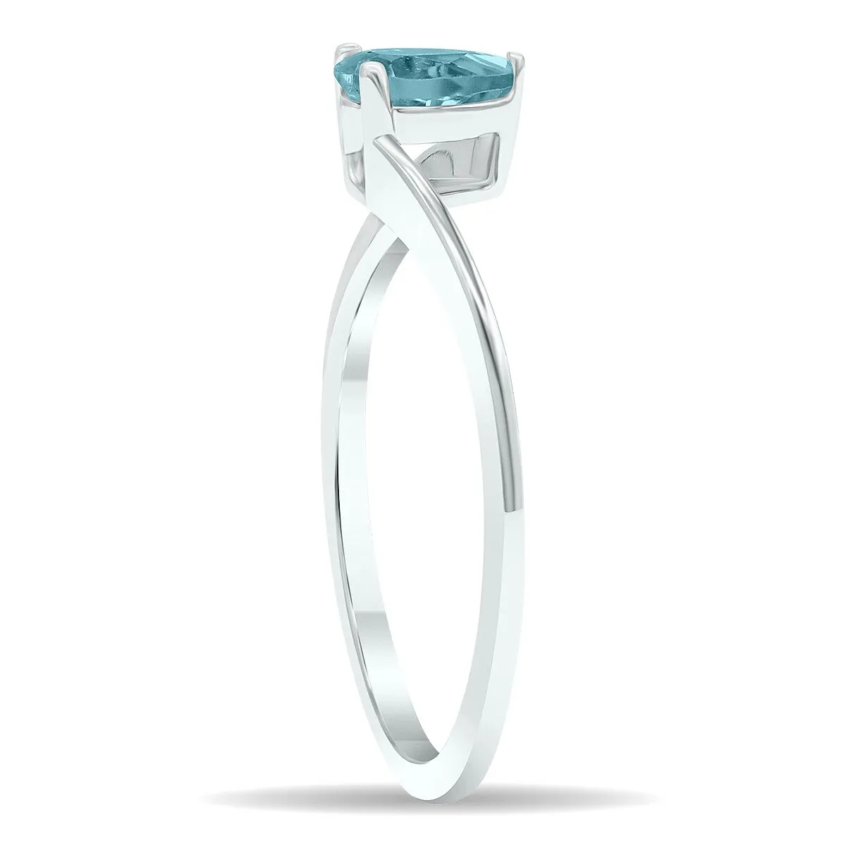 Women's Solitaire Aquamarine Wave Ring in 10K White Gold sold by Zulily product image thumbnail 3