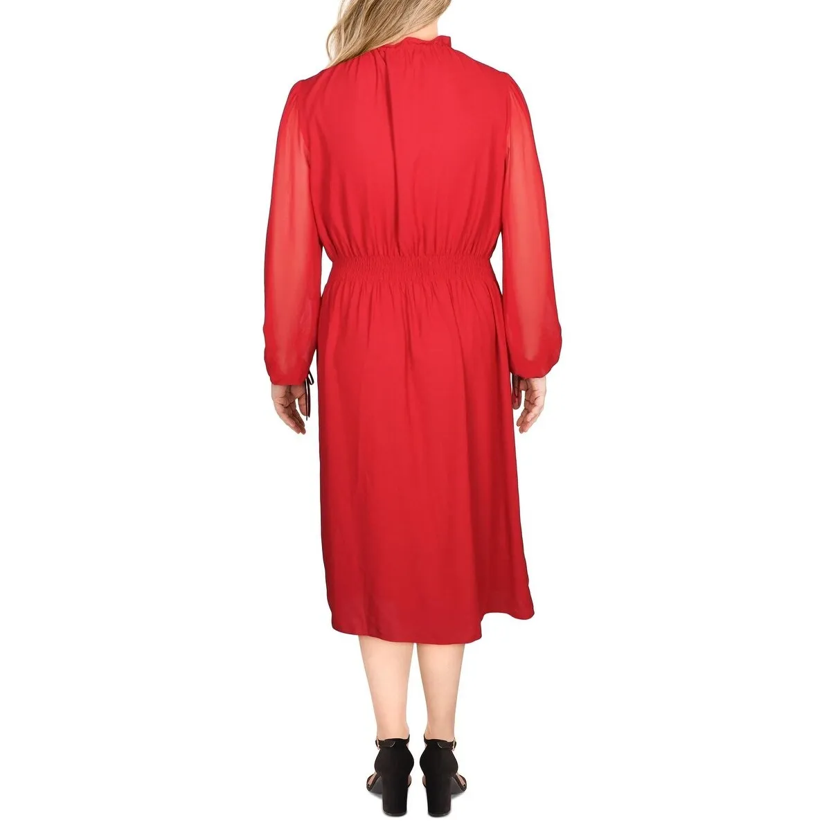 Anne Klein Women's Smocked Ruched MIDI Dress Red Size 2XL sold by Zulily product image thumbnail 2