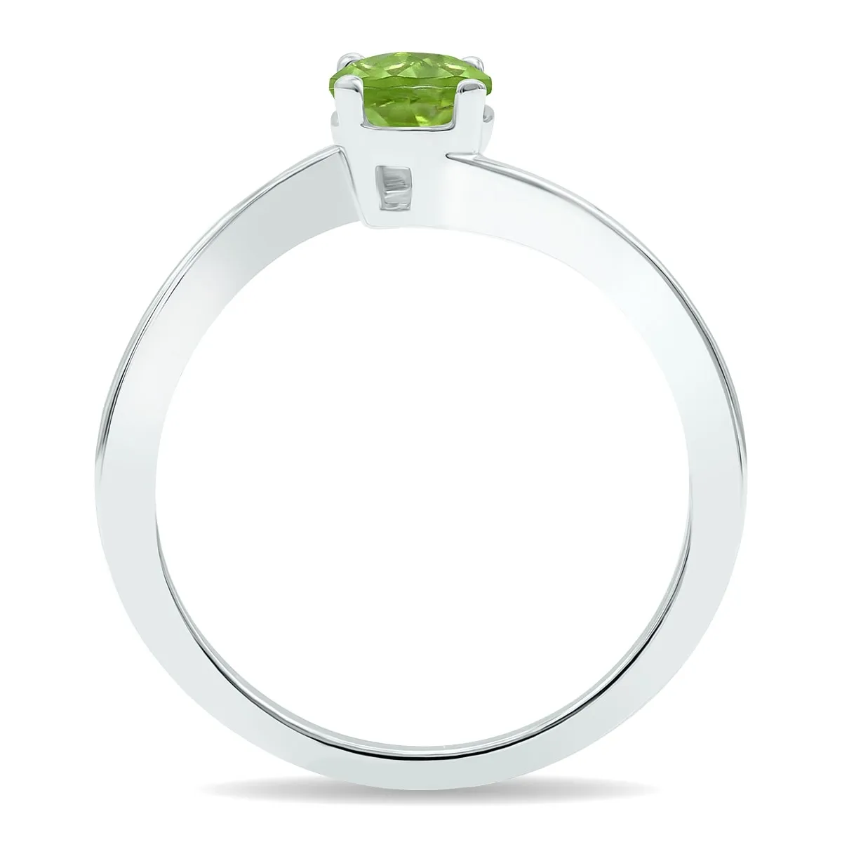 Women's Solitaire Peridot Wave Ring in 10K White Gold sold by Zulily product image thumbnail 3