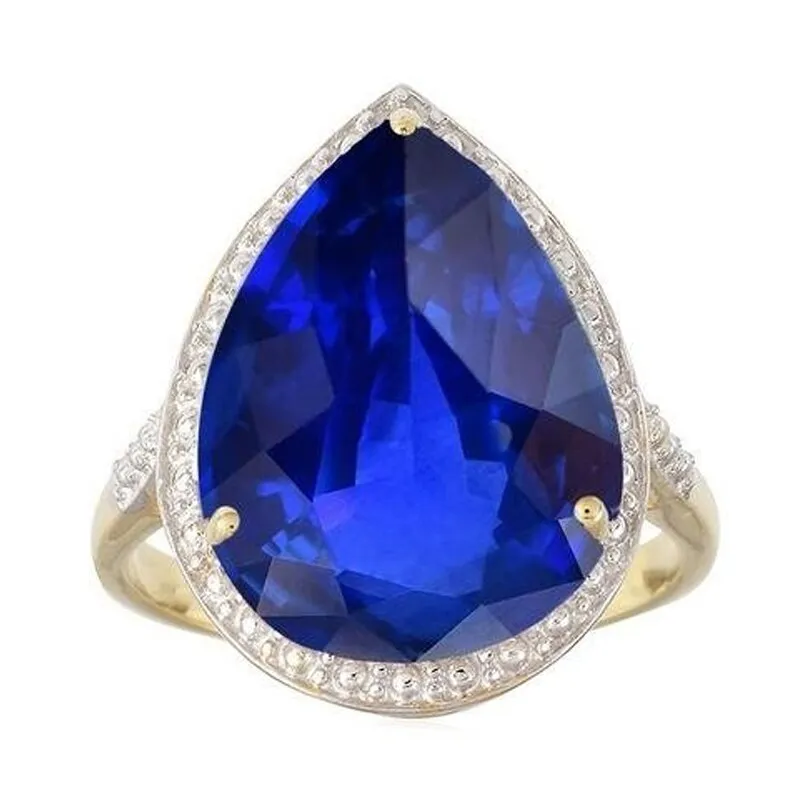 Blue Sapphire 18k Gold-Plated Teardrop Statement Ring sold by Zulily product image thumbnail 2