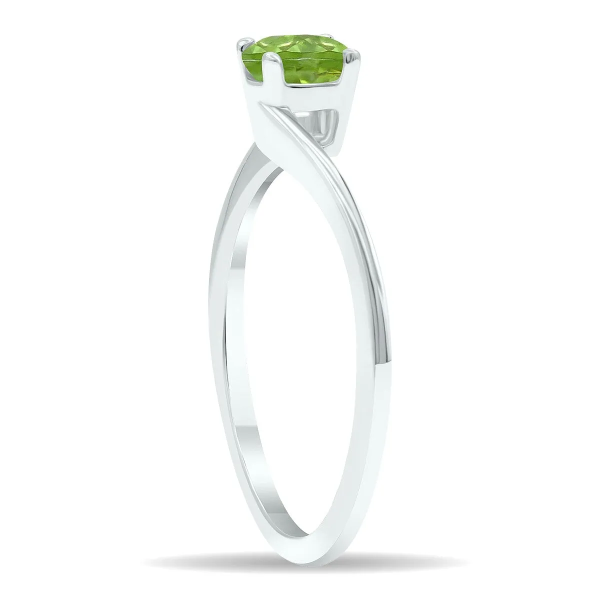 Women's Solitaire Peridot Wave Ring in 10K White Gold sold by Zulily product image thumbnail 2