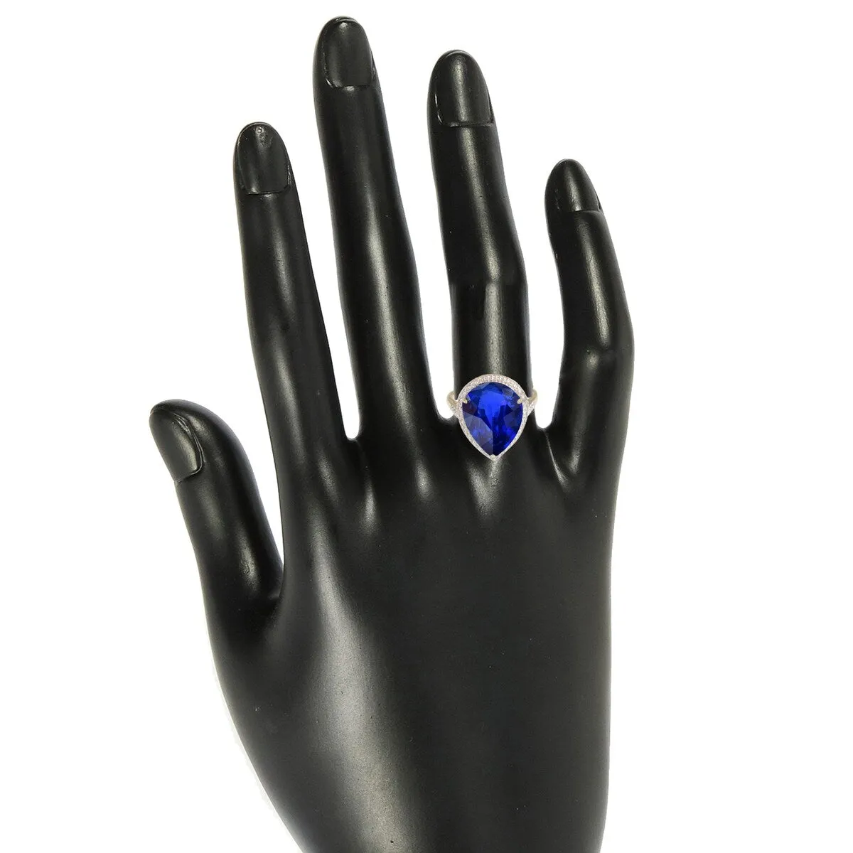 Blue Sapphire 18k Gold-Plated Teardrop Statement Ring sold by Zulily product image thumbnail 3