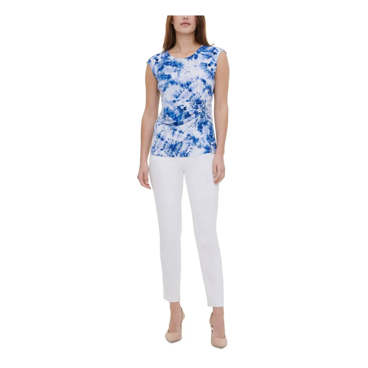 Calvin Klein Women's Lace up Side Soft Sleeveless Top Blue Size L sold by Zulily