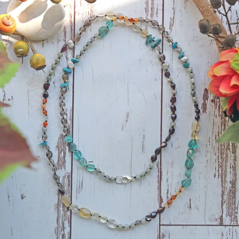 Beaded Multi-Shape Mixed Gemstone Long Necklace sold by Zulily