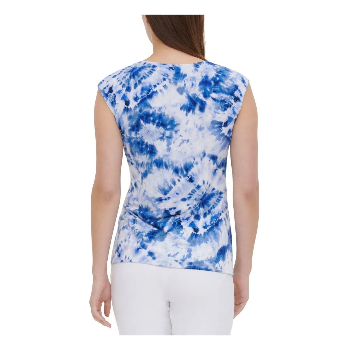Calvin Klein Women's Lace up Side Soft Sleeveless Top Blue Size L sold by Zulily product image thumbnail 2
