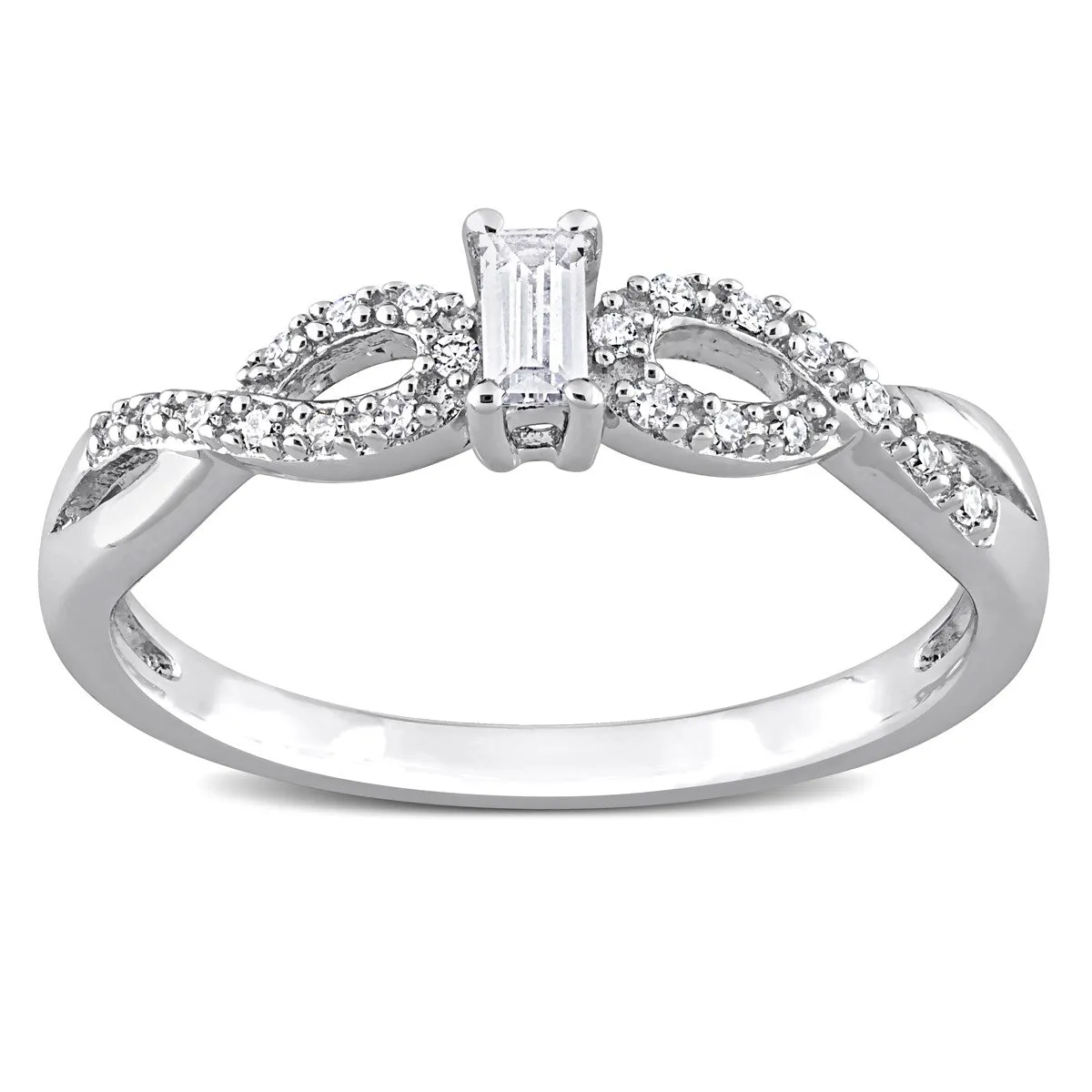 Miadora 1/10ct TDW Diamond and Created White Sapphire Open Infinity Ring in Sterling Silver sold by Zulily