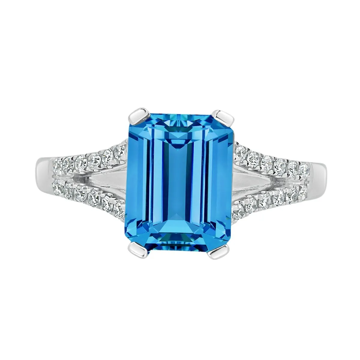 Auriya 2 1/8ct Fancy Emerald-cut Swiss Blue Topaz and Diamond Engagement Ring 1/4ctw 14k Gold sold by Zulily product image thumbnail 2