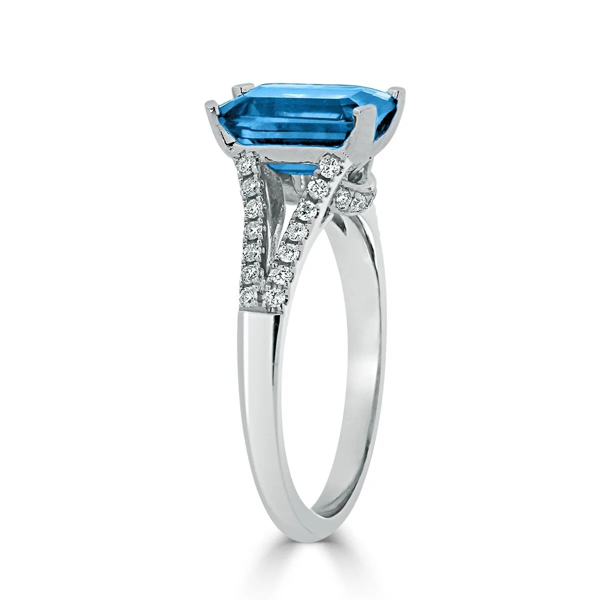 Auriya 2 1/8ct Fancy Emerald-cut Swiss Blue Topaz and Diamond Engagement Ring 1/4ctw 14k Gold sold by Zulily product image thumbnail 4