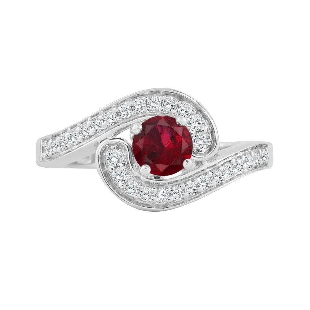 Auriya 14K Gold 1/2ct Ruby and 1/4ct TDW Diamond Engagement Ring (H-I, SI1-SI2) - Red sold by Zulily product image thumbnail 4