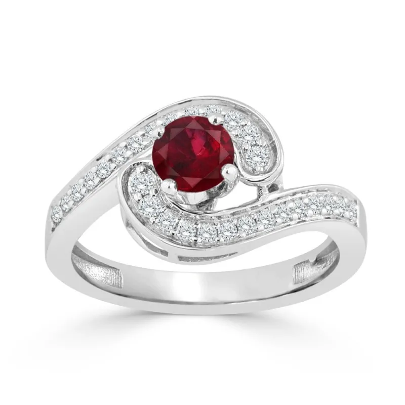 Auriya 14K Gold 1/2ct Ruby and 1/4ct TDW Diamond Engagement Ring (H-I, SI1-SI2) - Red sold by Zulily