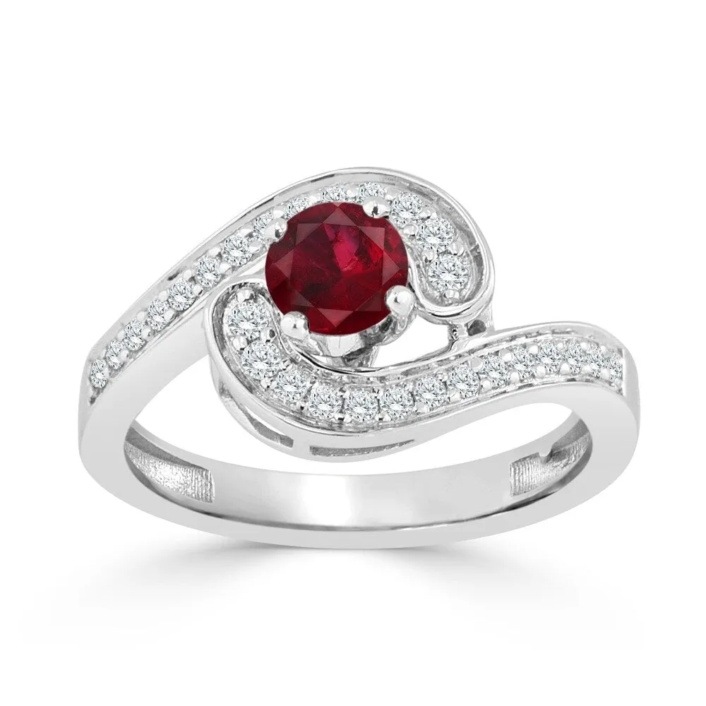 Auriya 14K Gold 1/2ct Ruby and 1/4ct TDW Diamond Engagement Ring (H-I, SI1-SI2) - Red sold by Zulily