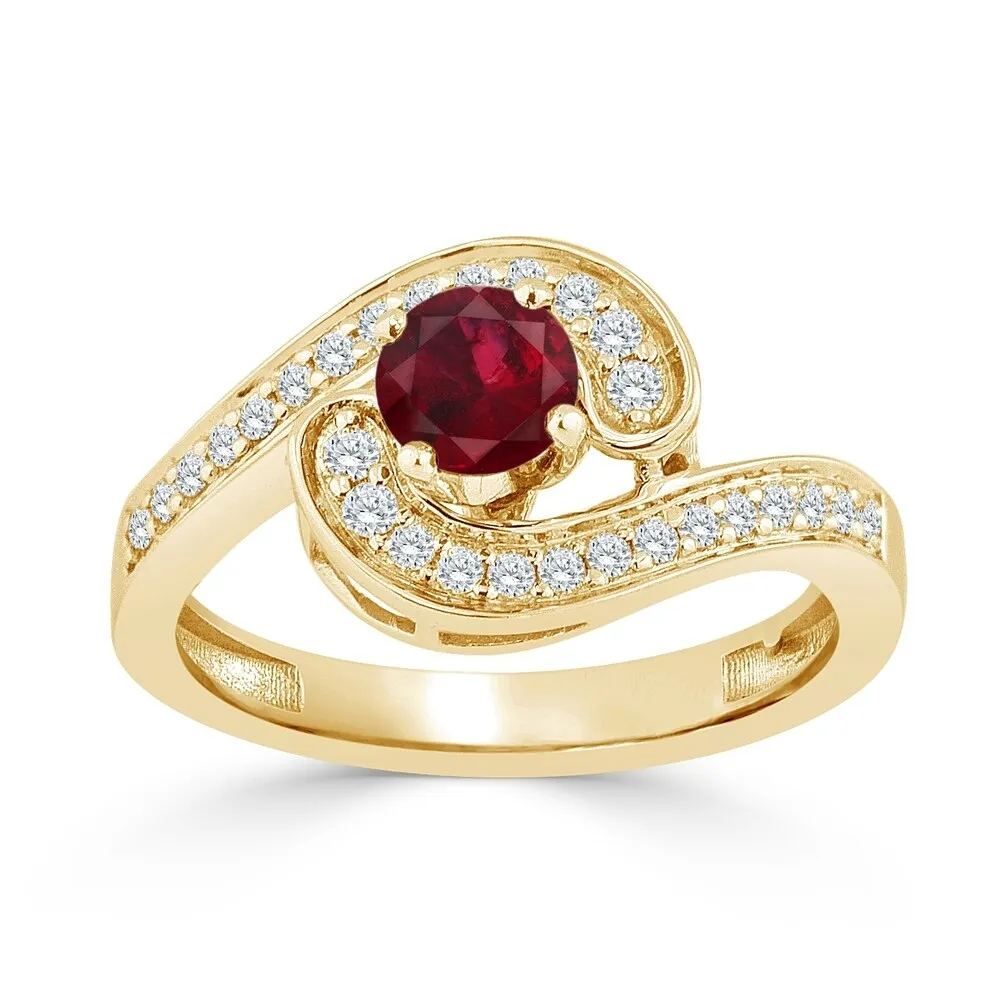 Auriya 14K Gold 1/2ct Ruby and 1/4ct TDW Diamond Engagement Ring (H-I, SI1-SI2) - Red sold by Zulily product image thumbnail 2