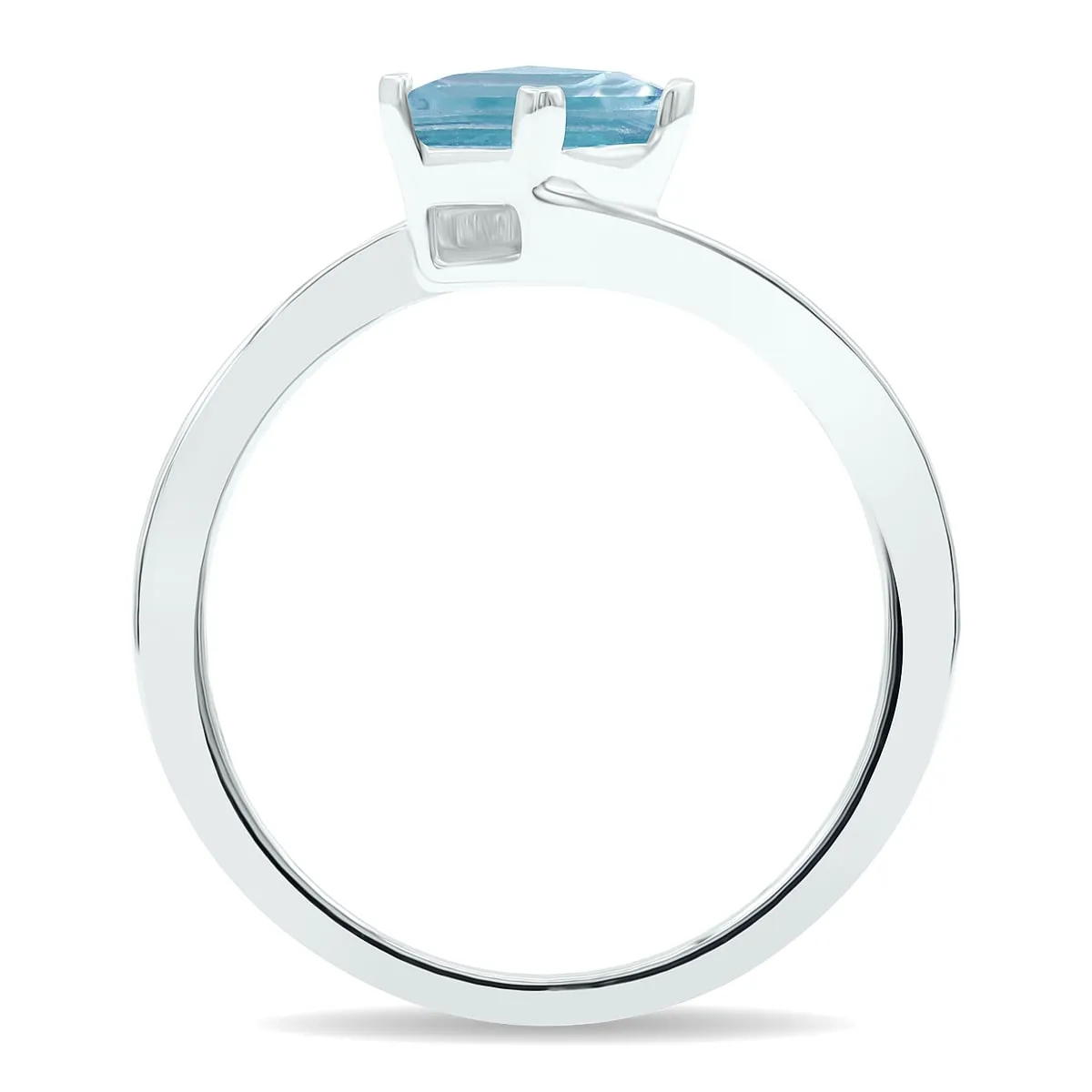 Women's Solitaire Aquamarine Wave Ring in 10K White Gold sold by Zulily product image thumbnail 2