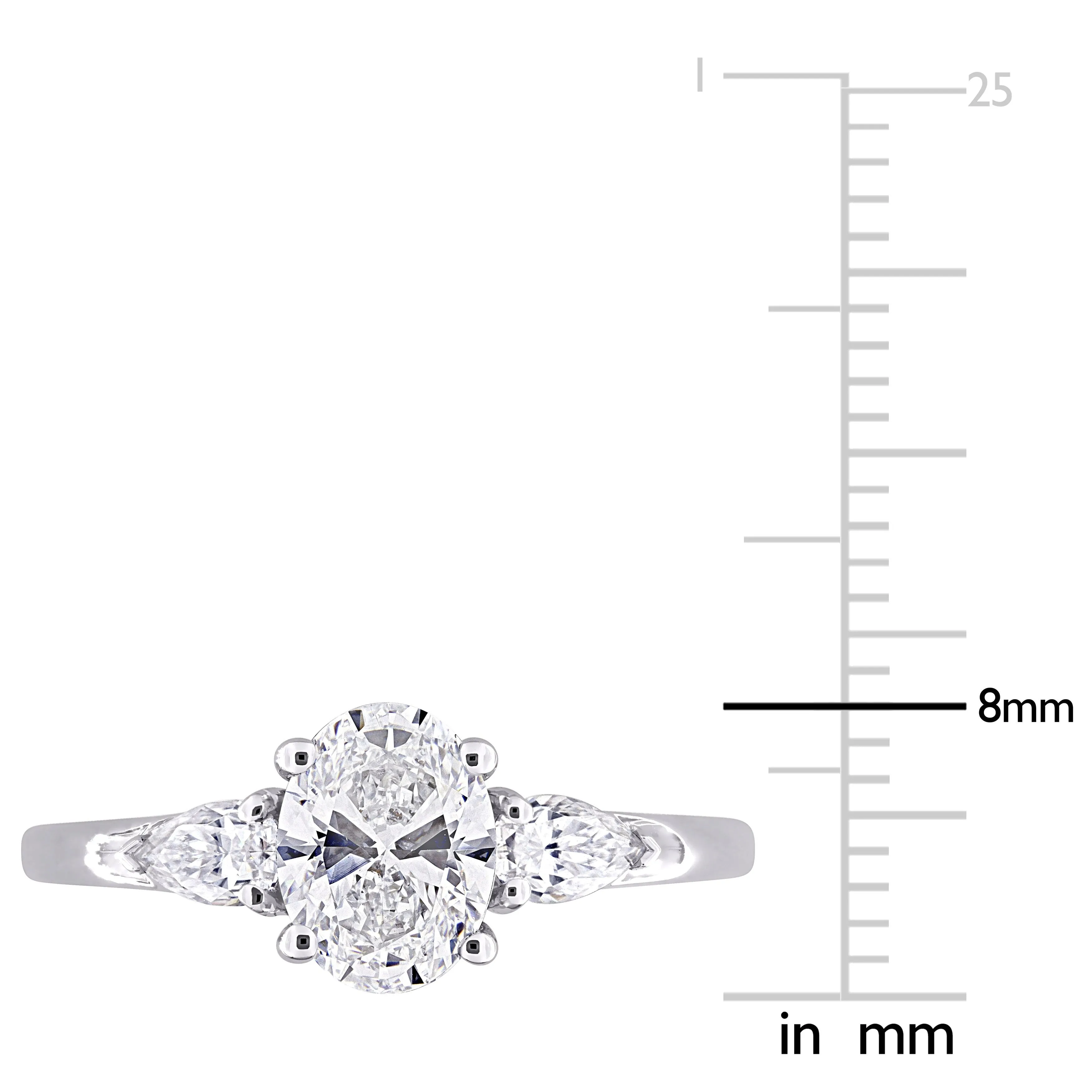 Miadora 1 3/4ct DEW Created Moissanite 3-Stone Ring in 10k White Gold sold by Zulily product image thumbnail 3