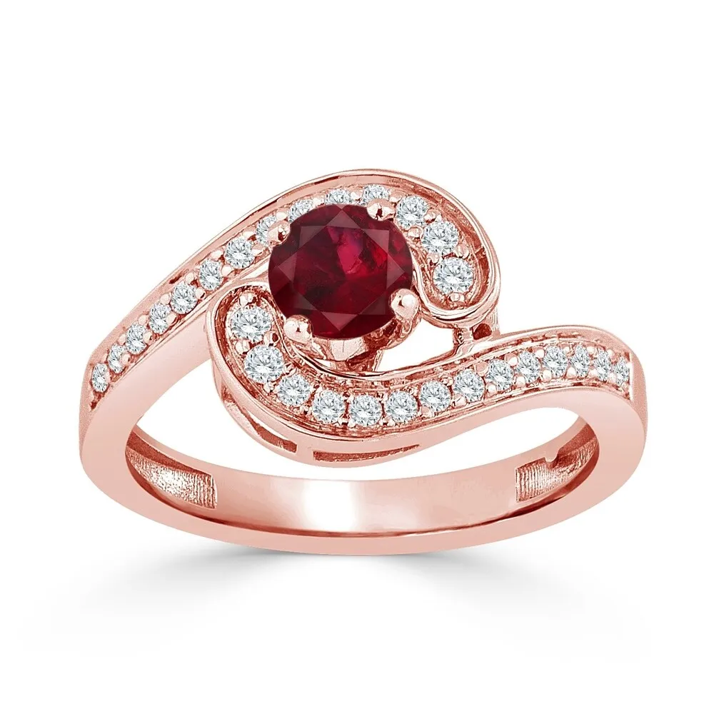 Auriya 14K Gold 1/2ct Ruby and 1/4ct TDW Diamond Engagement Ring (H-I, SI1-SI2) - Red sold by Zulily product image thumbnail 3