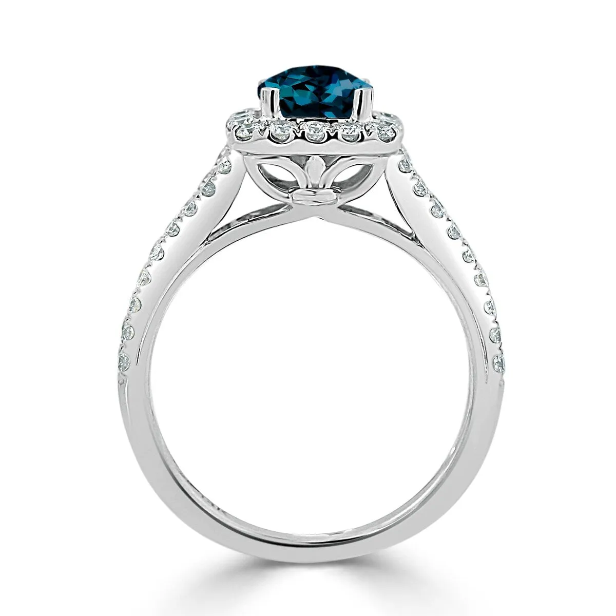 Auriya 9/10ct Cushion-cut London Blue Topaz Halo Diamond Engagement Ring 5/8ctw 14k Gold sold by Zulily product image thumbnail 5