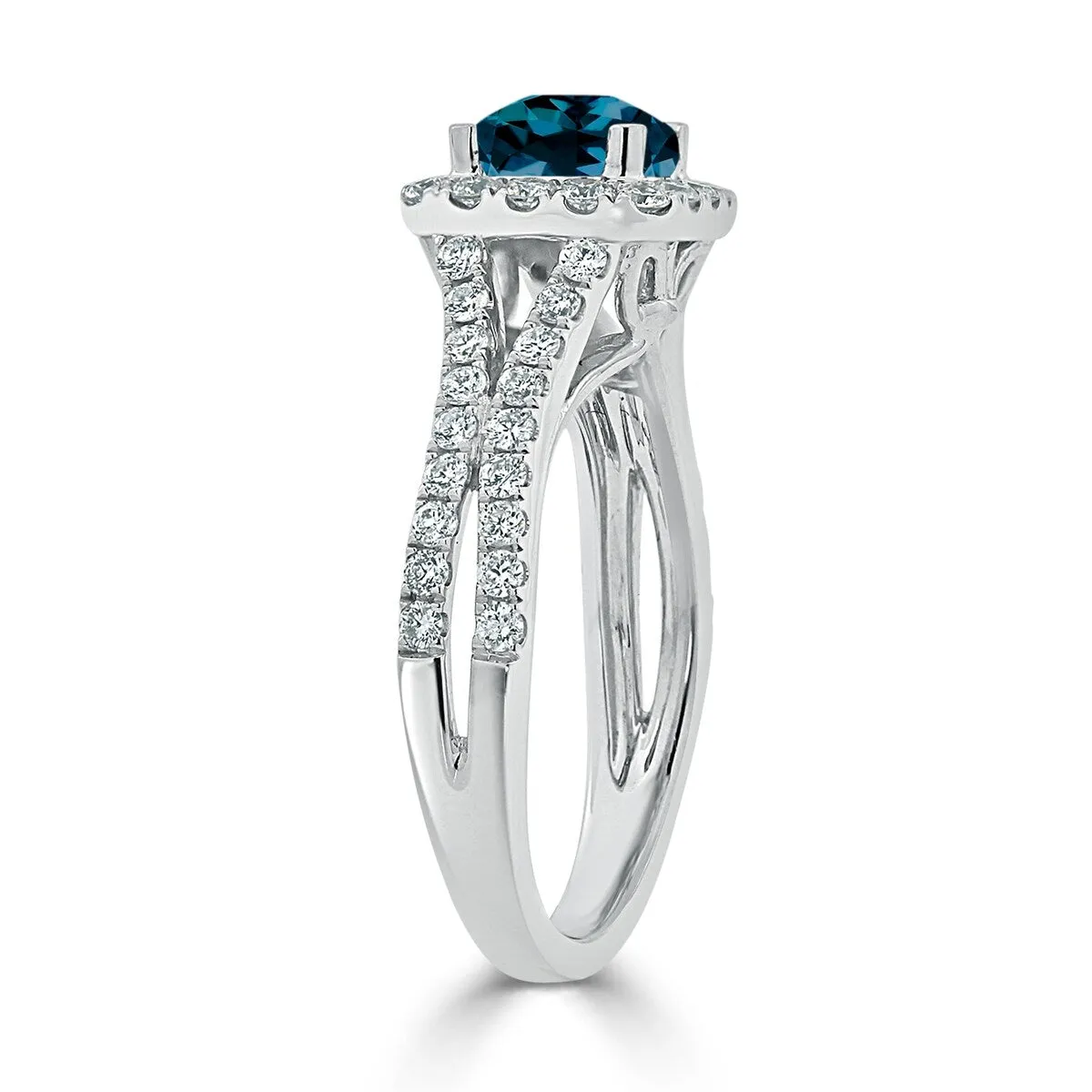 Auriya 9/10ct Cushion-cut London Blue Topaz Halo Diamond Engagement Ring 5/8ctw 14k Gold sold by Zulily product image thumbnail 4