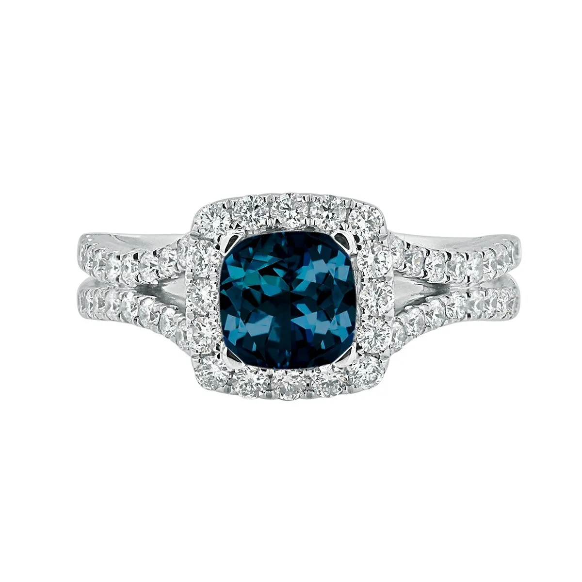 Auriya 9/10ct Cushion-cut London Blue Topaz Halo Diamond Engagement Ring 5/8ctw 14k Gold sold by Zulily product image thumbnail 2