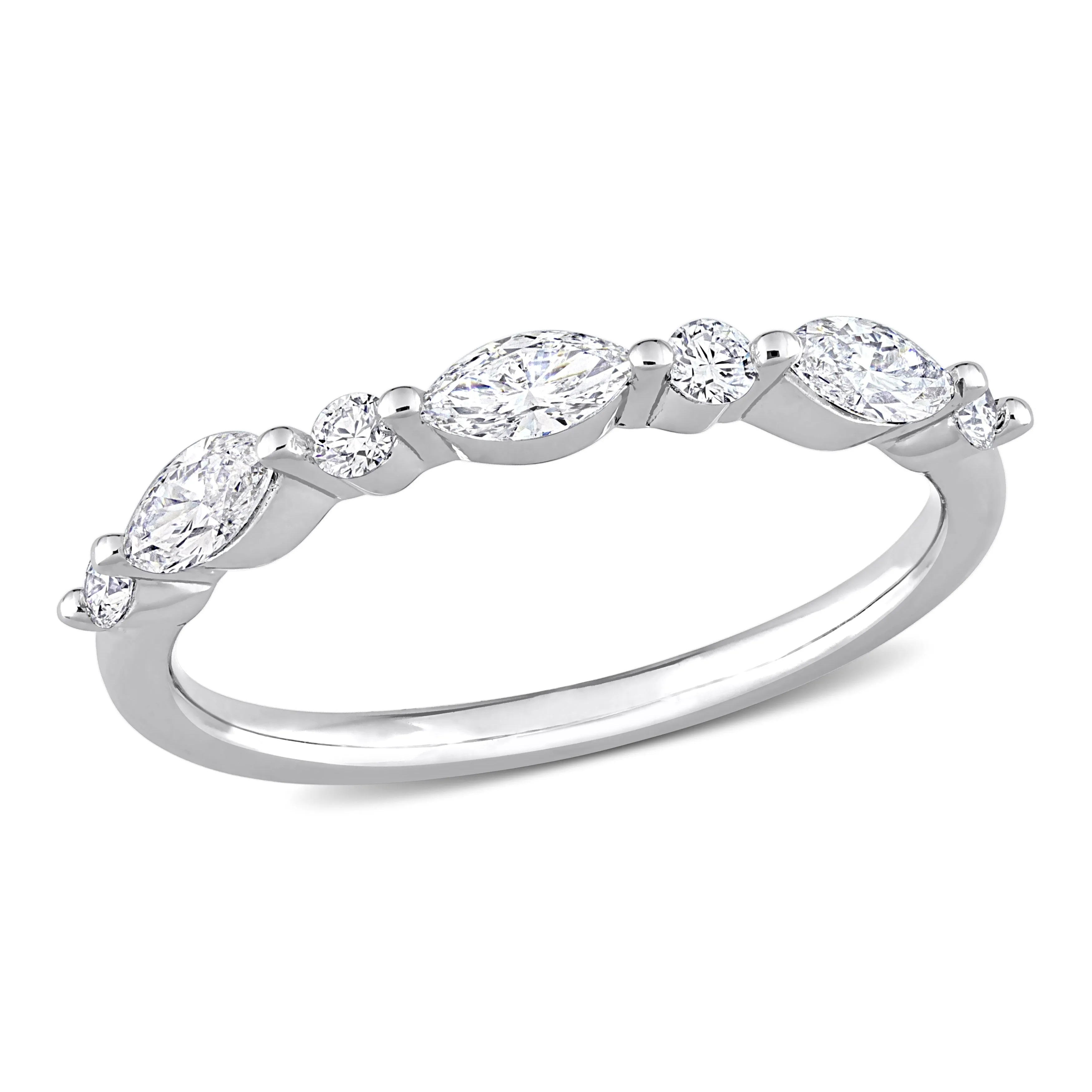 Created Forever 1/2ct TDW Lab-Grown Diamond Semi-Eternity Ring in Platinum Silver sold by Zulily