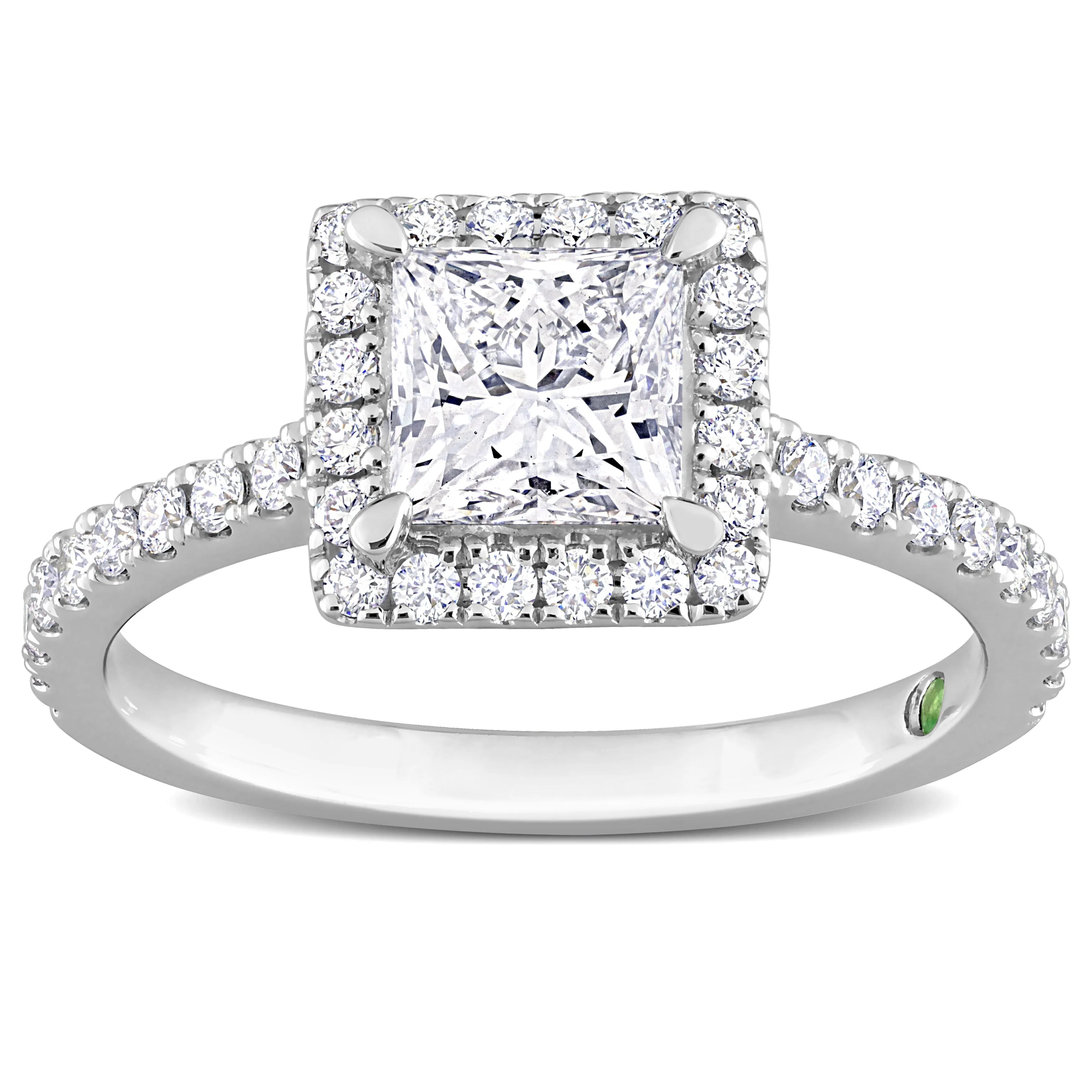 Created Forever 1 1/2ct TDW Princess-Cut Lab-Grown Diamond with Tsavorite Accent Engagement Ring in 14k White Gold sold by Zulily product image thumbnail 2