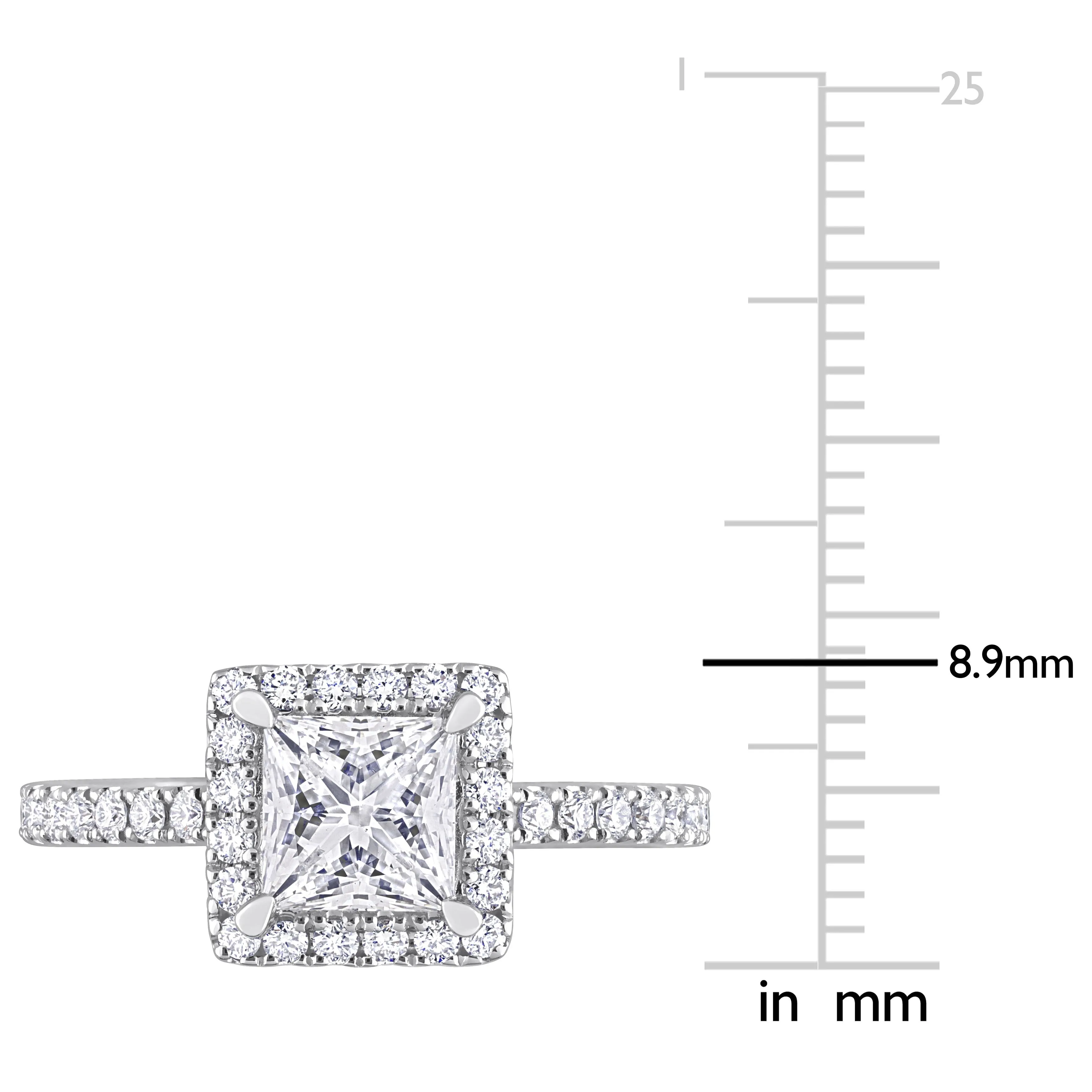 Created Forever 1 1/2ct TDW Princess-Cut Lab-Grown Diamond with Tsavorite Accent Engagement Ring in 14k White Gold sold by Zulily product image thumbnail 4