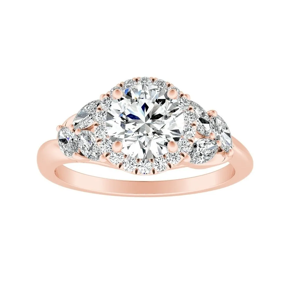 Auriya 14k Gold Floral 2ct Moissanite Halo Diamond Engagement Ring 3/8ctw sold by Zulily product image thumbnail 3